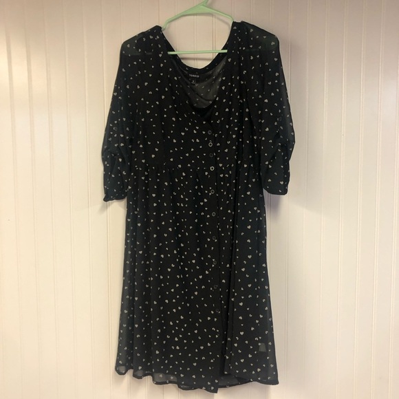 torrid Dresses & Skirts - Torrid Black Dress with White Heart Print Short Sleeve Pullover Size 0 XL